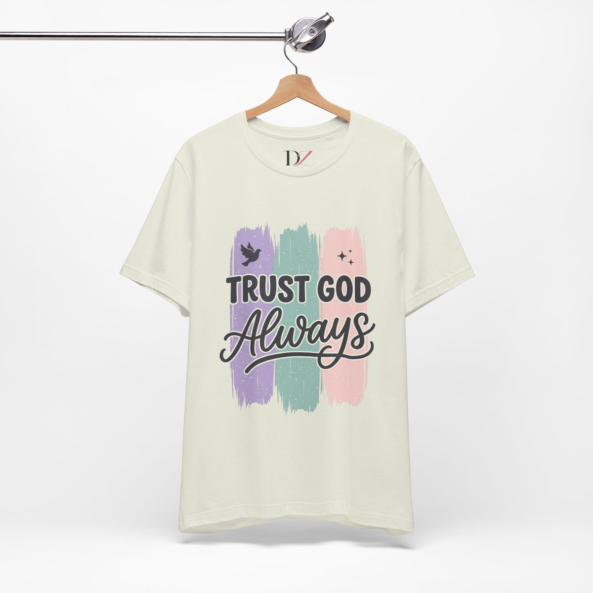 Trust God Always T-Shirt | Christian Faith Tee, Pastel Brushstroke Design